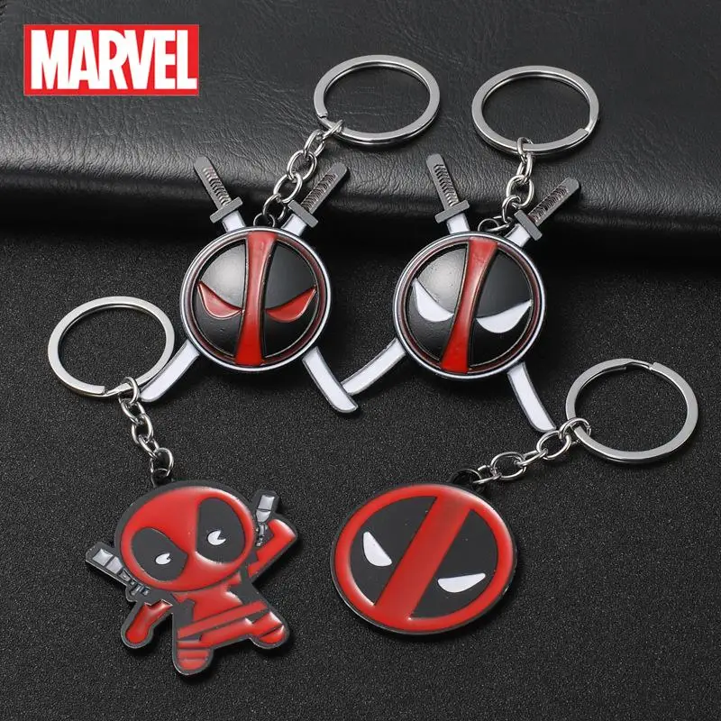 

Marvel Deadpool Keychain Alloy Key Chain Avengers Backpack Car Decoration Pendant Keyring Creativity Cool Friend Birthday Gifts