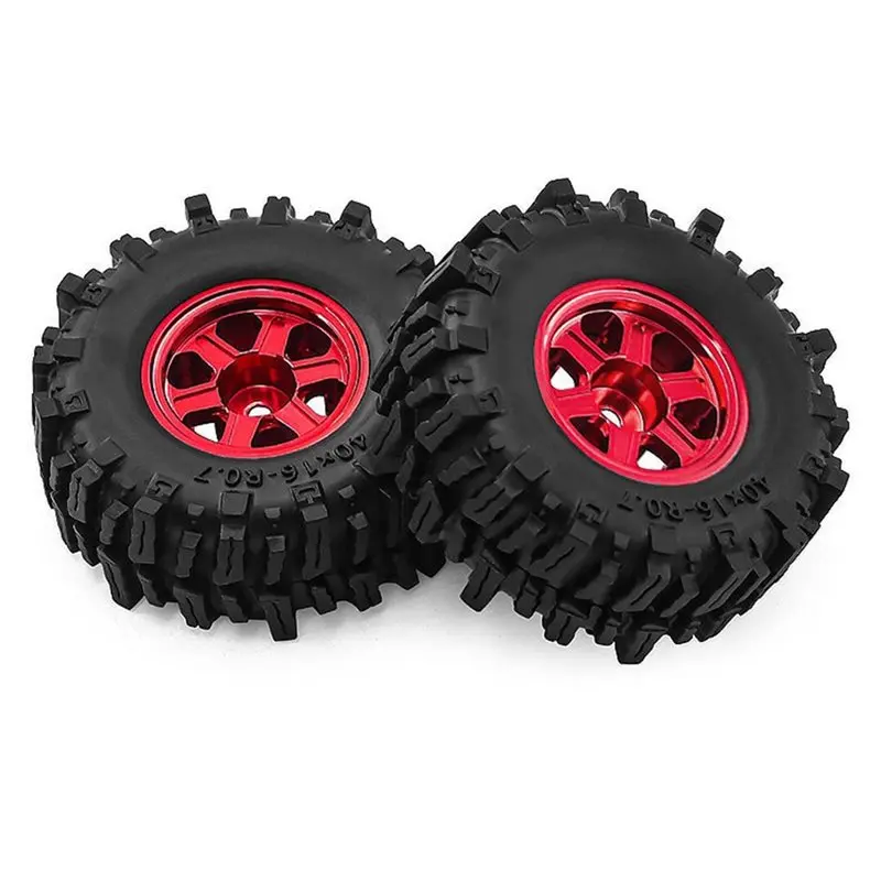 ABUM-Metal 0.7Inch Wheel Hub Rim With 40Mm Rubber Tires For AXIAL 1/30 SCX30 RC Crawler Car,Mini Off-Road RC Car Parts
