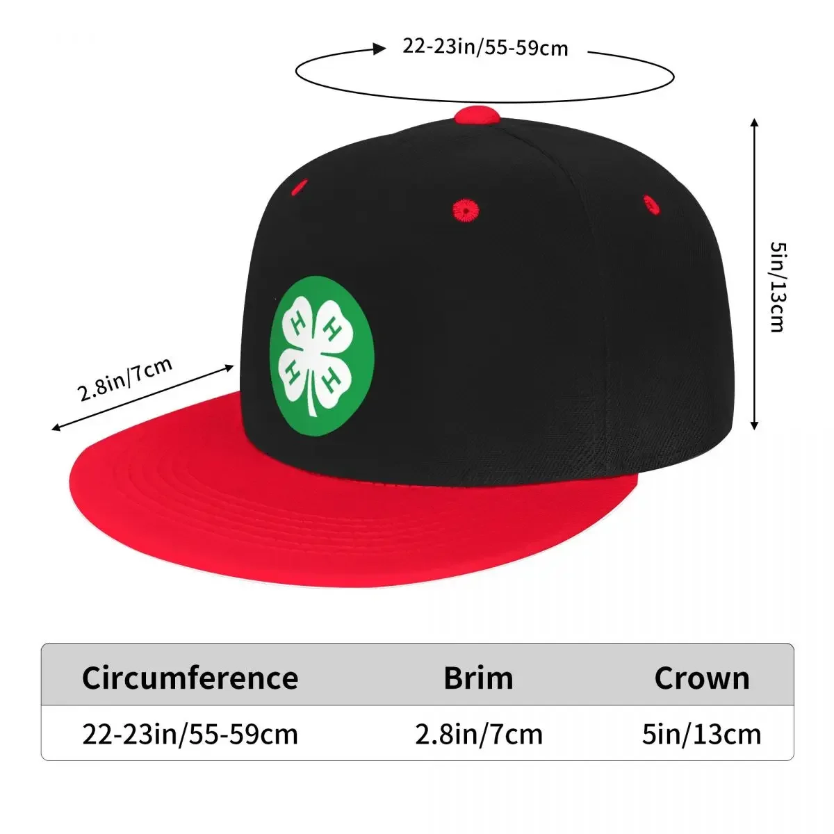 Boné de beisebol trevo de quatro folhas, Snapback skate plano, chapéu Hip Hop, legal, emblema, 4H, primavera