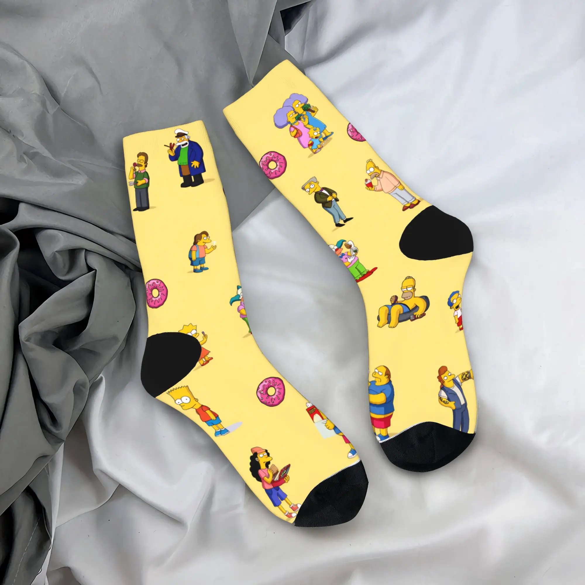 

S-Simpsons Happy Family Scene Socks Spring Stockings Leisure Women Men Breathable Socks Custom Running Anti Sweat Socks