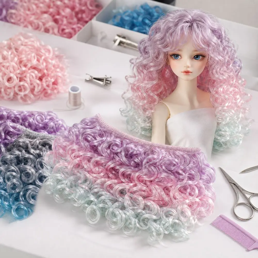 15CM Length Curly Doll Hair Chemical Fiber Gradient Color Doll Wig Accessories Imitation Wool Roll Doll Hair Extensions