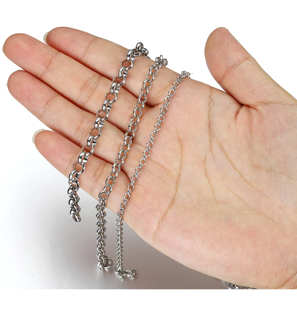 1 Meter 2 Meter geprägte O-Form Halskette Ketten Kupfer Armband Kabel Link Bulk Offene Ringketten für DIY Schmuckherstellung – Detail 15
