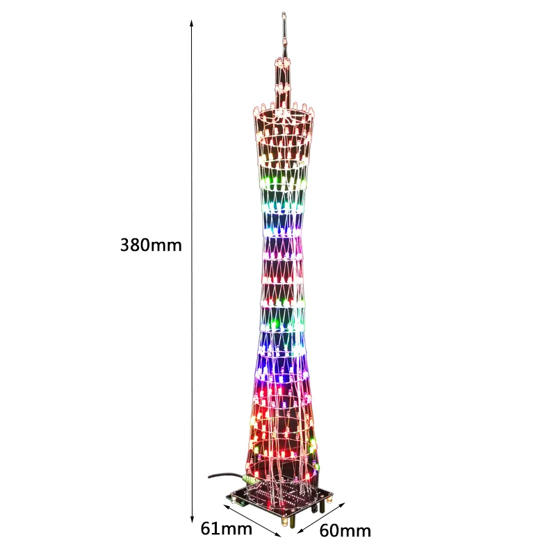 Colorful DIY MINI Canton Tower LED Light Cube Kit Remote Control Music Spectrum Electronic Kit MINI Version with remote