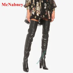 Back Lace Up Chunky Heel Boots Female Shoes Pointed Toe Over The Knee Zide Zipper Boots Autume Winter Women's Party Dress Boot