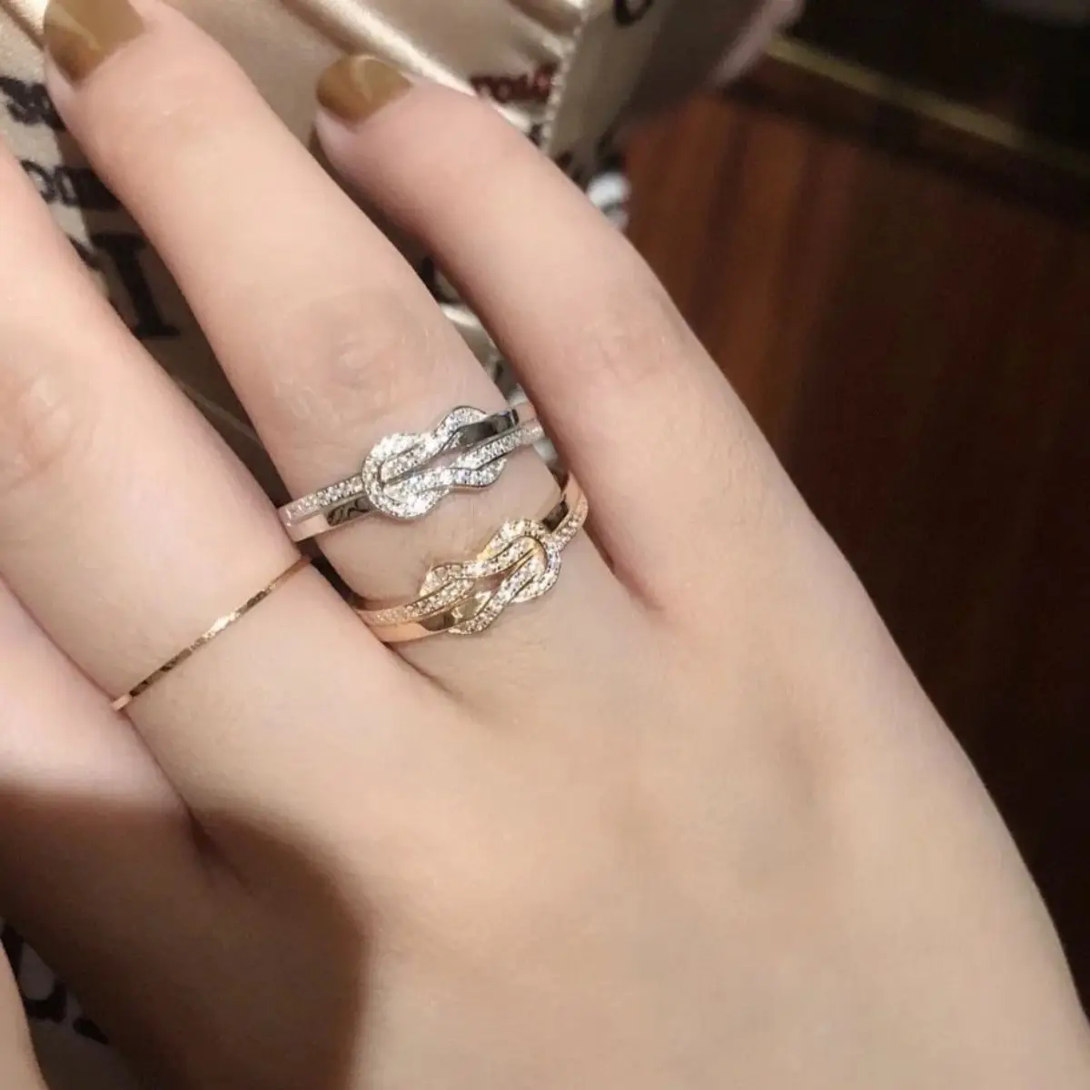 European Luxury Jewelry CHANCE INFINIE Ring - Silver 925 Fashion Couple Ring Set with Diamond Horseshoe Shape - For Party Wear