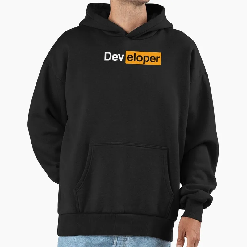 Developer Graphic Hoodie Black Fleece Sweatshirt for Programmer Software Engineers Geek IT Developer Fan Gift Hooded