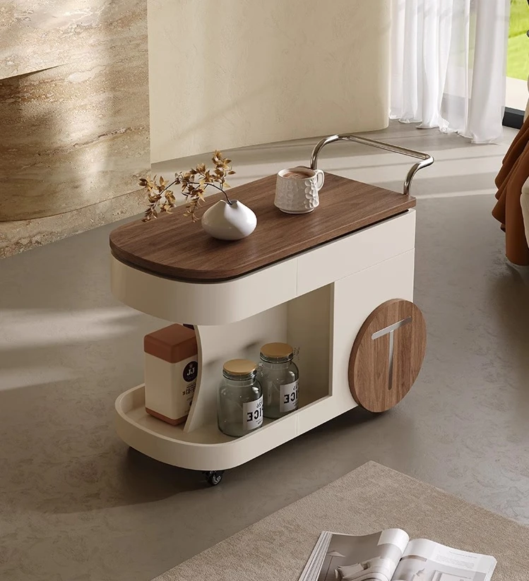 

*Designer Nordic Solid Wood Cart Living Room Spot Mobile Multifunctional Italian Shelf