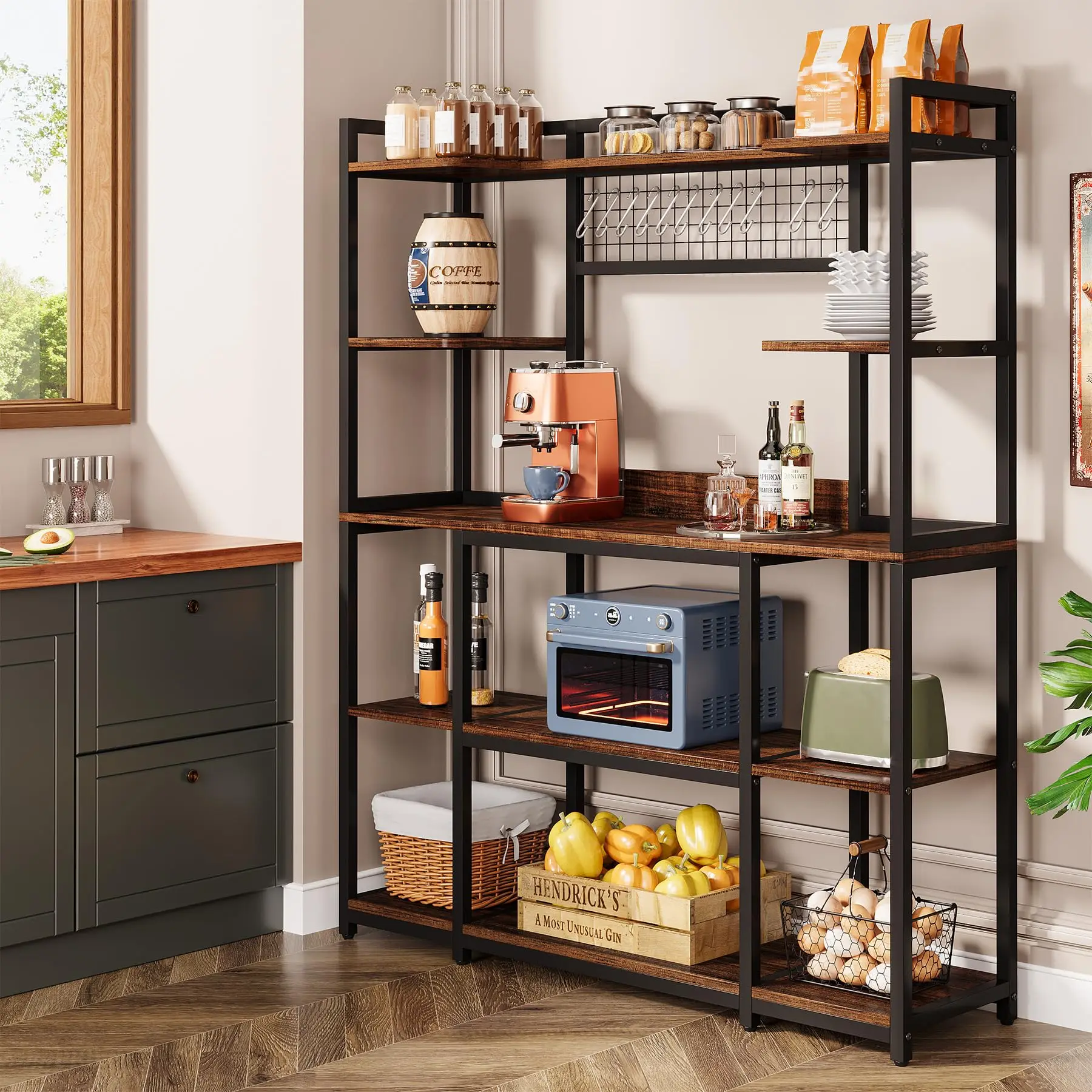 Kitchen Bakers Rack, 5-Tier Microwave Stand with Metal Frame, 55