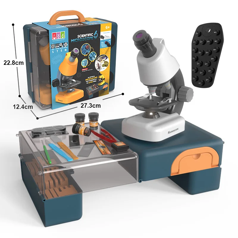 Folding Toolbox with Portable HD Children's Microscope Dual-Use Multifunctional Box