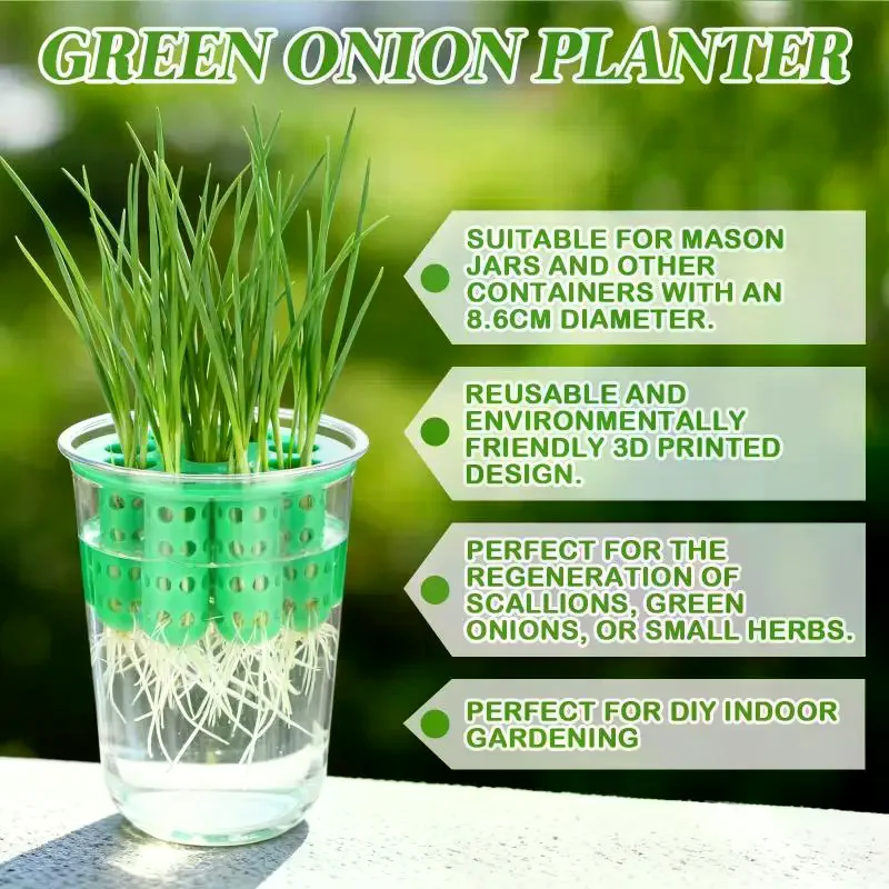 Clear Reusable 7 Holes Hydroponic Green Onion Planter Grower Kit Mini Scallion Seedling Vase Tray For Vegetable Sprouting