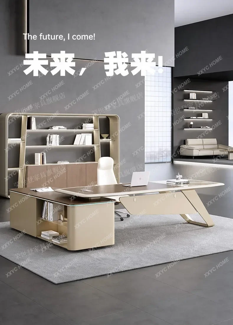 CX Modern Walnut Slate Executive Desk Simple Boss Office Desk For Leader Conference Table