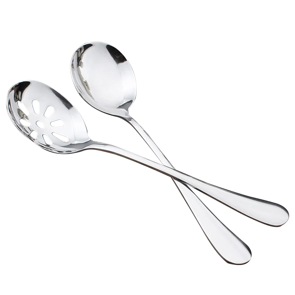 

4 pcs Stainless Steel Spoon Set Small For Western Food Serving Solid Perforated Spoons Dishwasher Safe Kitchen Tools