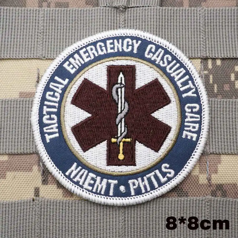 Tactical Emergency Casualty Care Naemt Phtls Military Tactical Embroidered Patches  Armband Backpack Badge with Hook Backing