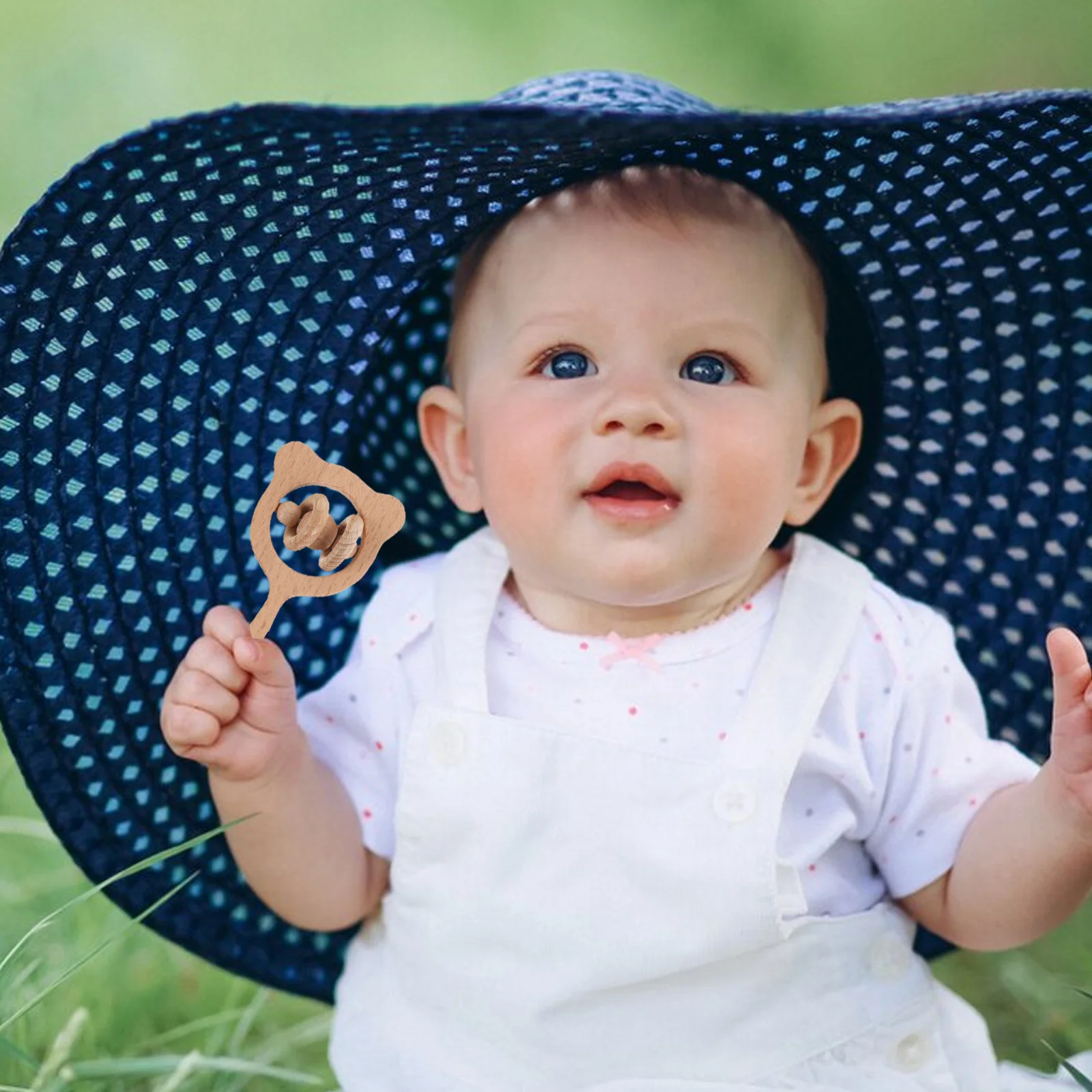 Baby Wooden Rattle Multi-Functional Hand Bell Infant Durable Shaking Instrument Wood Rattle Teether Montessori Baby