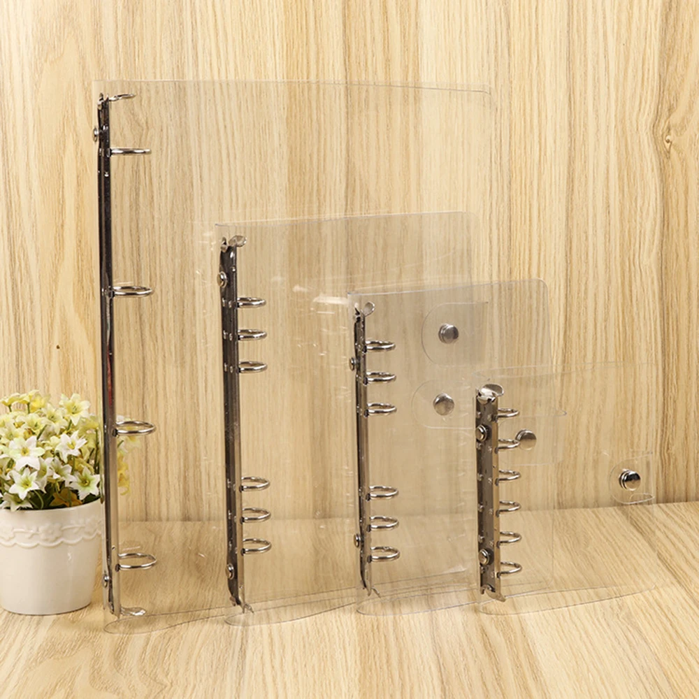 Carpeta de Anillas Transparente de Plástico Colorida para Archivos A4/A5/A6/A7, Agenda con Anillas para Hojas Sueltas, para la Escuela y la Oficina