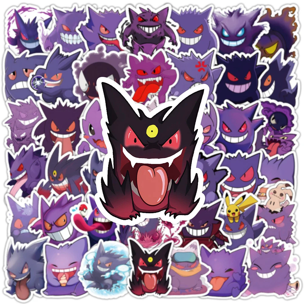 10/30/50PCS Funny Pokemon Gengar Stickers Anime DIY Skateboard Laptop Waterproof Kids Decals Cute Cartoon Graffiti Sticker Packs