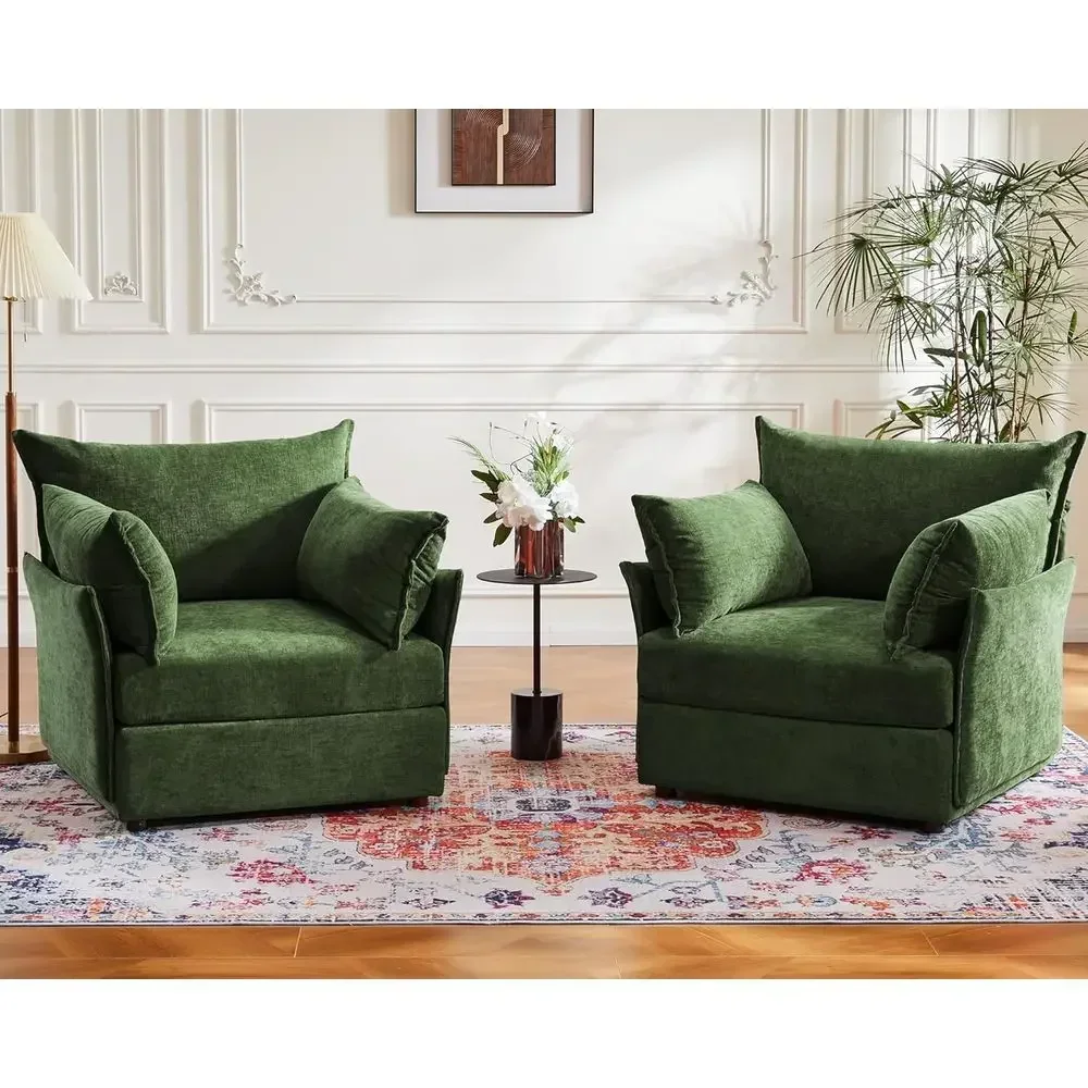 Oversized Chenille-Covered Accent Chair, Removable & Washable, Comfortable Reading Chair for Living Room, Pet & Kid Friendly, Se