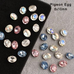 Oeuf de pigeon astronomique pointu, biscuits d'art d'ongle, document mixte, haute qualité, verre de cristal, ongle nar, bricolage décoratif, 8x10mm