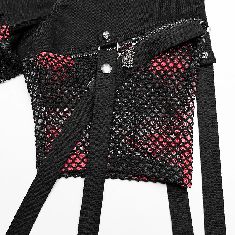 Imagem -06 - Punk Rave Feminino Irregular Queimado Calças Destacáveis Crânio Studs Personalidade Design Shorts Capas de Perna Streetwear Feminino