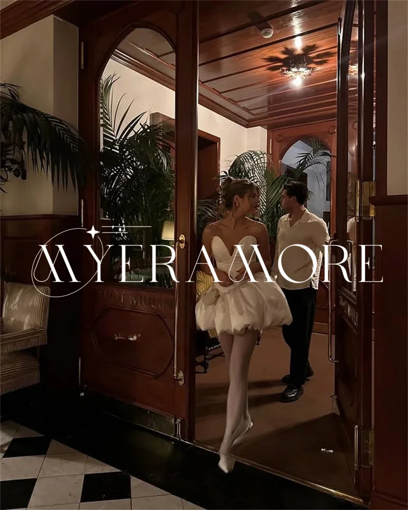 Vestidos de novia cortos sencillos con cuello en V para mujer, vestidos de novia de satén con corte en A, sin tirantes y espalda descubierta, vestidos de novia personalizados