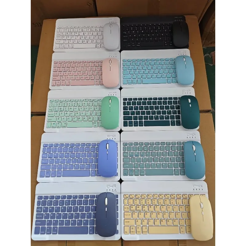 Mini Bluetooth Keyboard Mouse Combo Wireless Keypad Set For iPad Galaxy Tablet Portable Office Typing Accessory