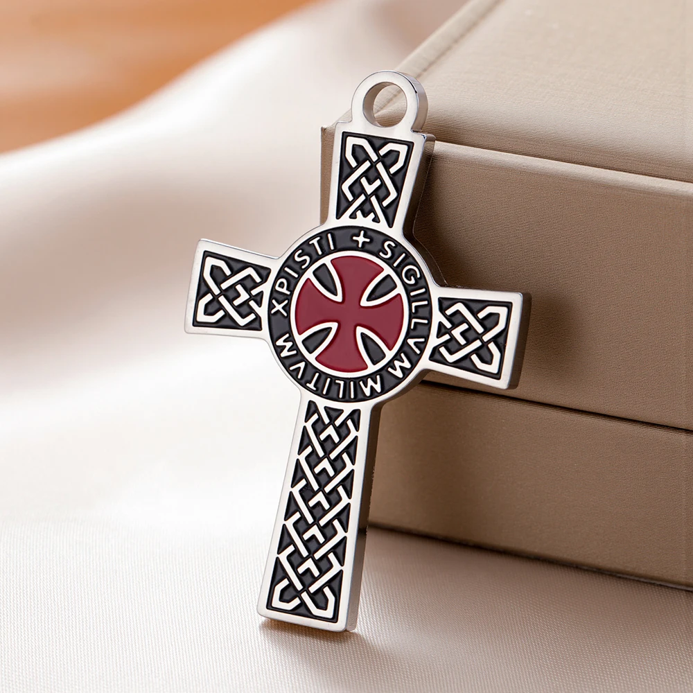 Dawapara Templer-Kreuz-Anhänger für die Schmuckherstellung, Heiliger Ritter, religiöser Schutz, Amulett, Edelstahl-Charm, DIY-Zubehör – Detail 7