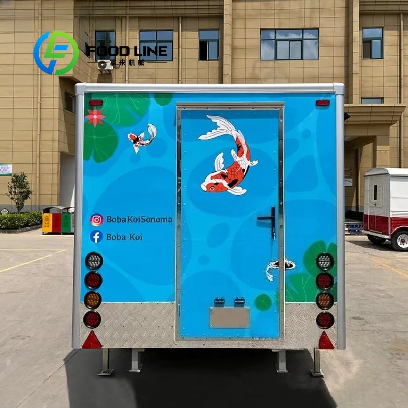 مقطورة شاحنة طعام متنقلة مجهزة بالكامل بالمطبخ الكامل لشريط العصير والقهوة والآيس كريم هوت دوج حسب الطلب #5