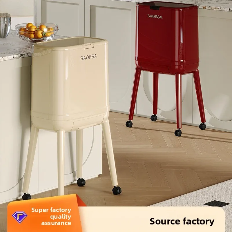 Large Capacity Tall Kitchen Trash Bin Lid Movable No Bending Ergonomic Design Kitchen Home Outdoor Commercial Multifunction Bin