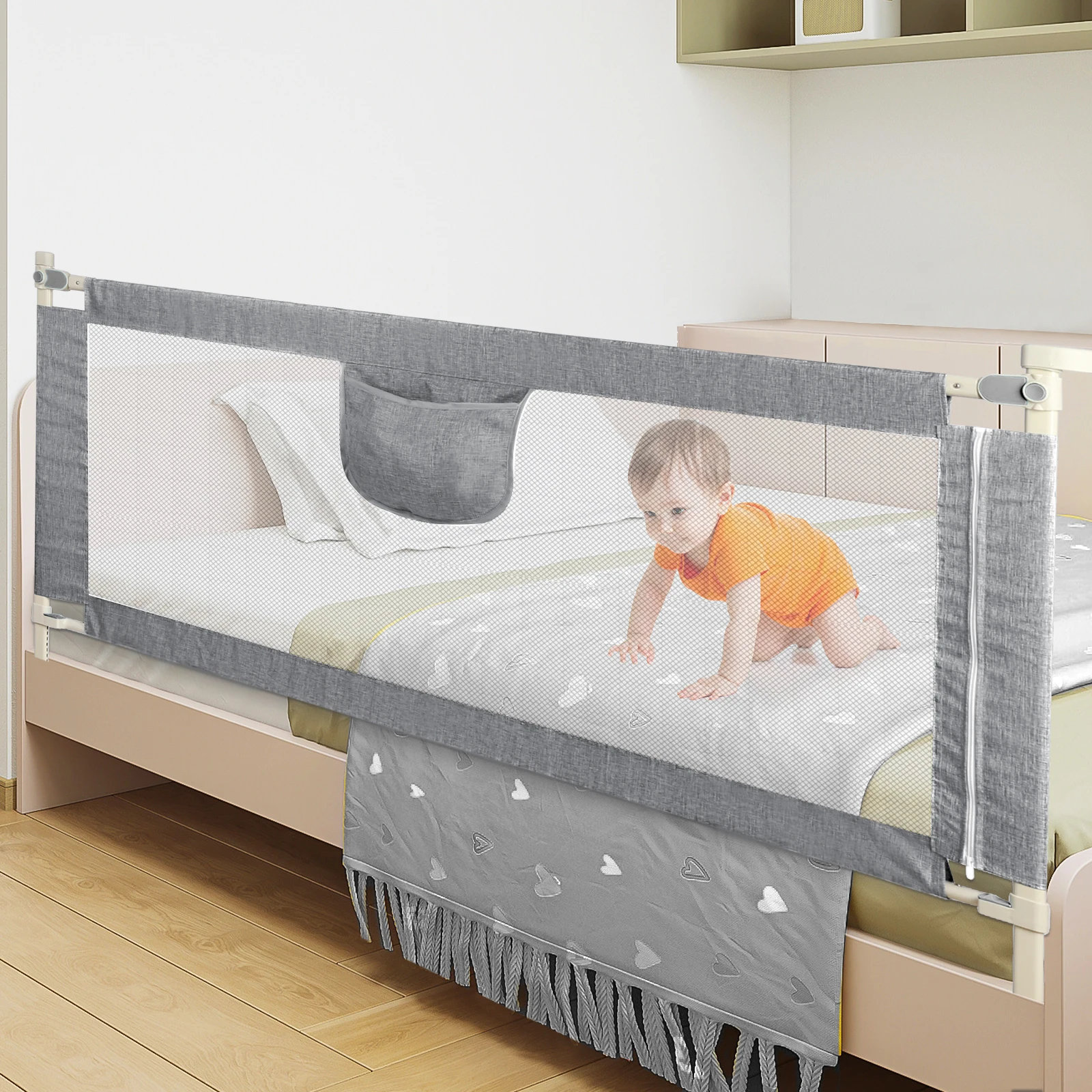 Acessório de proteção para cama de 150/180/200 cm para quarto infantil, para meninos e meninas, cinza, rosa, azul.