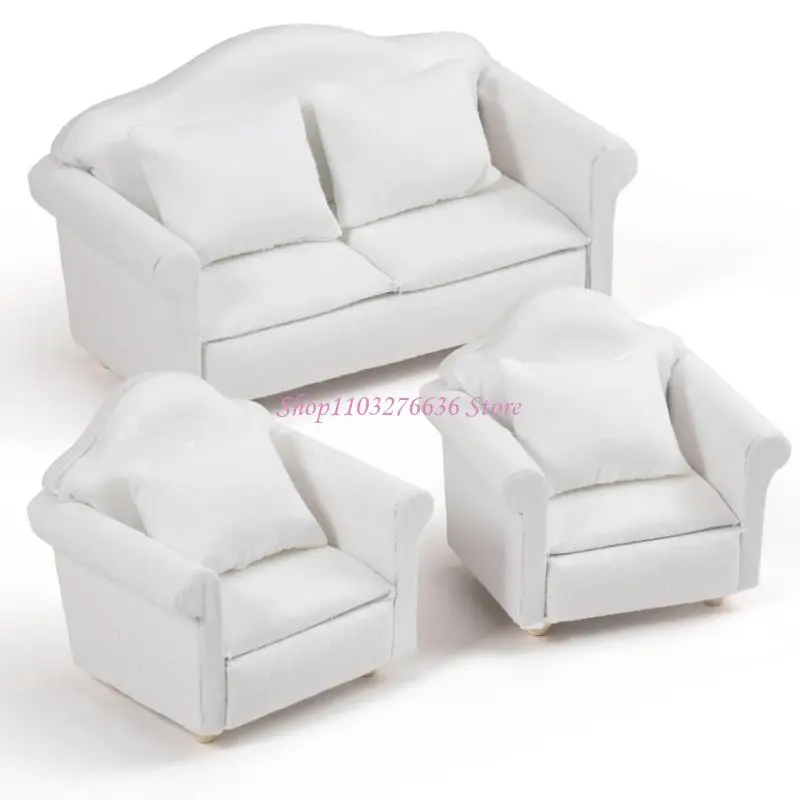 

R6FD Miniature Couch Set and Pillow For Dollhouses Interior Design Model Decoration