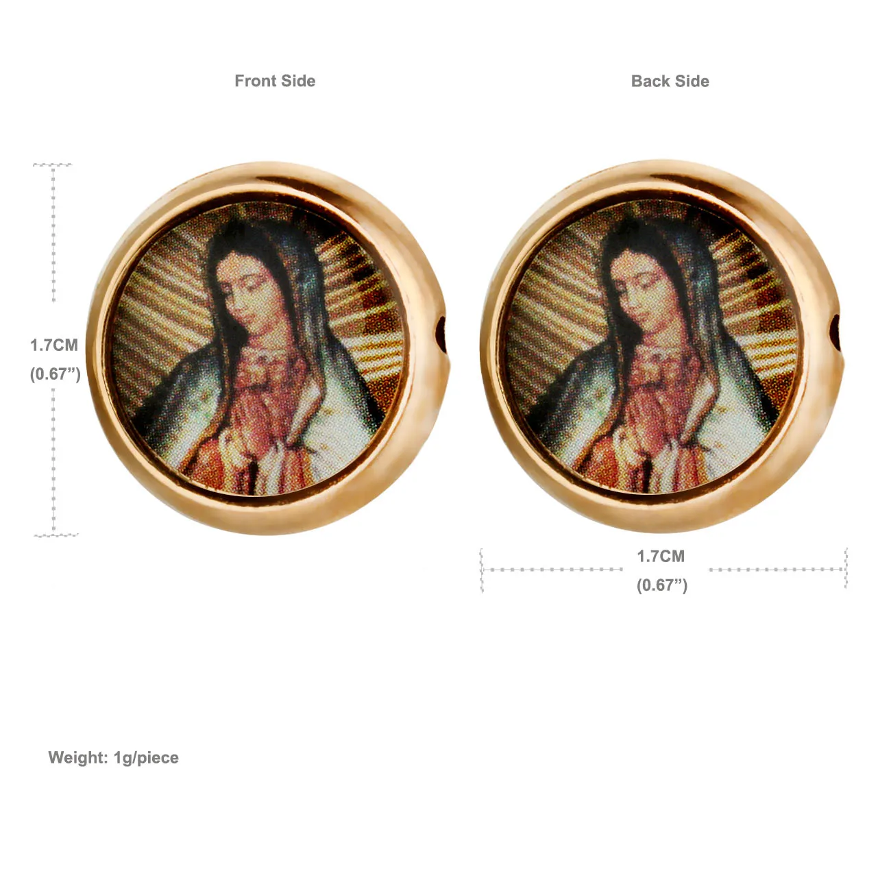 10pcs Round Our Lady of Guadeloupe Icon Beads Catholic Virgin Mary Loose Spacer Beads for DIY Rosary Making Accessories
