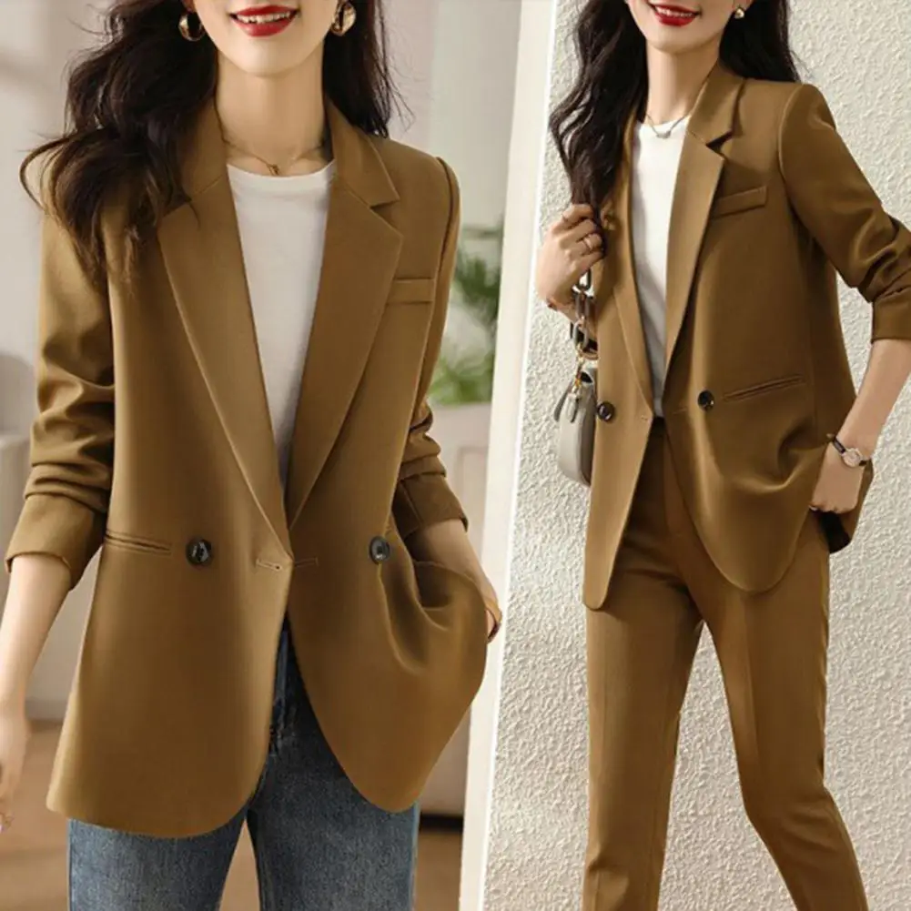 Commuting Style Jacket Back Slit Coat Elegant Business Suit Jackets for Men Women Classic Lapel Design with Padded for Commuting