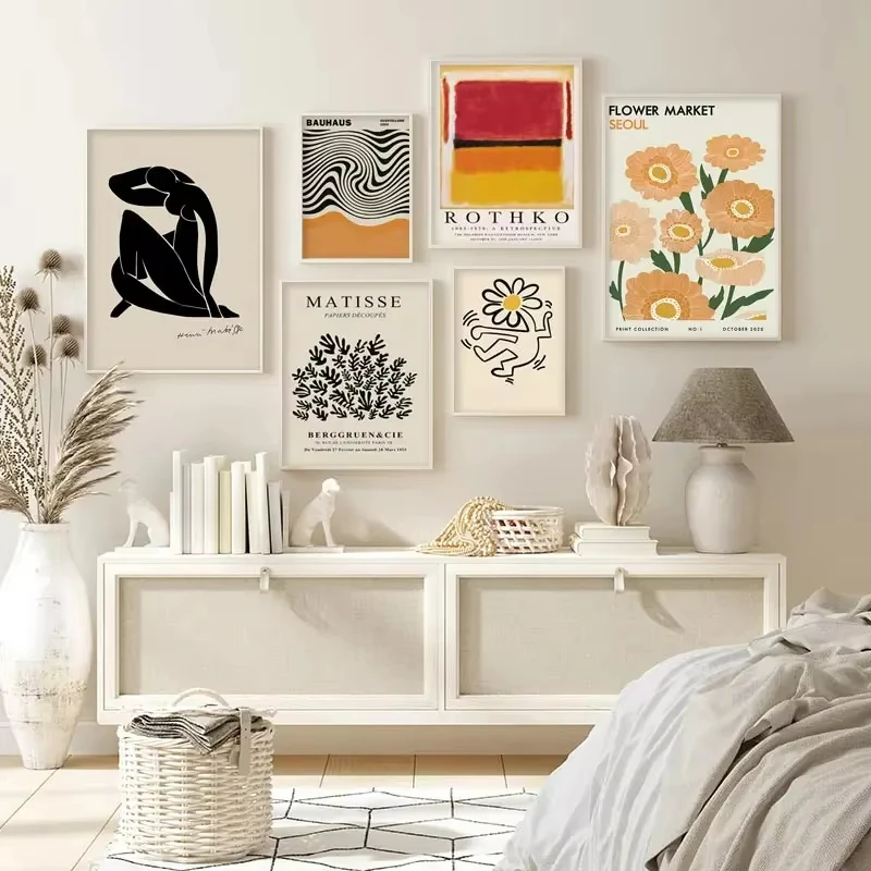 Abstract Yayoi Kusama Painting Wall Art Matisse Mark Rothko Posters and Prints Flower Market Canvas Painting Wall Decor Unframe