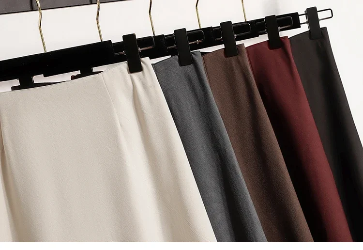 Koreanischer Stil Einfarbiger Hochtaillierter Elastischer Rock für Damen A-Linie 2026 Frühling Herbst Neu Elegant Vielseitig Alltagsrock – Detail 6