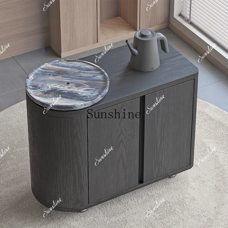 

Medieval style tea cabinet mobile tea table, kettle integrated side cabinet mobile coffee table FT