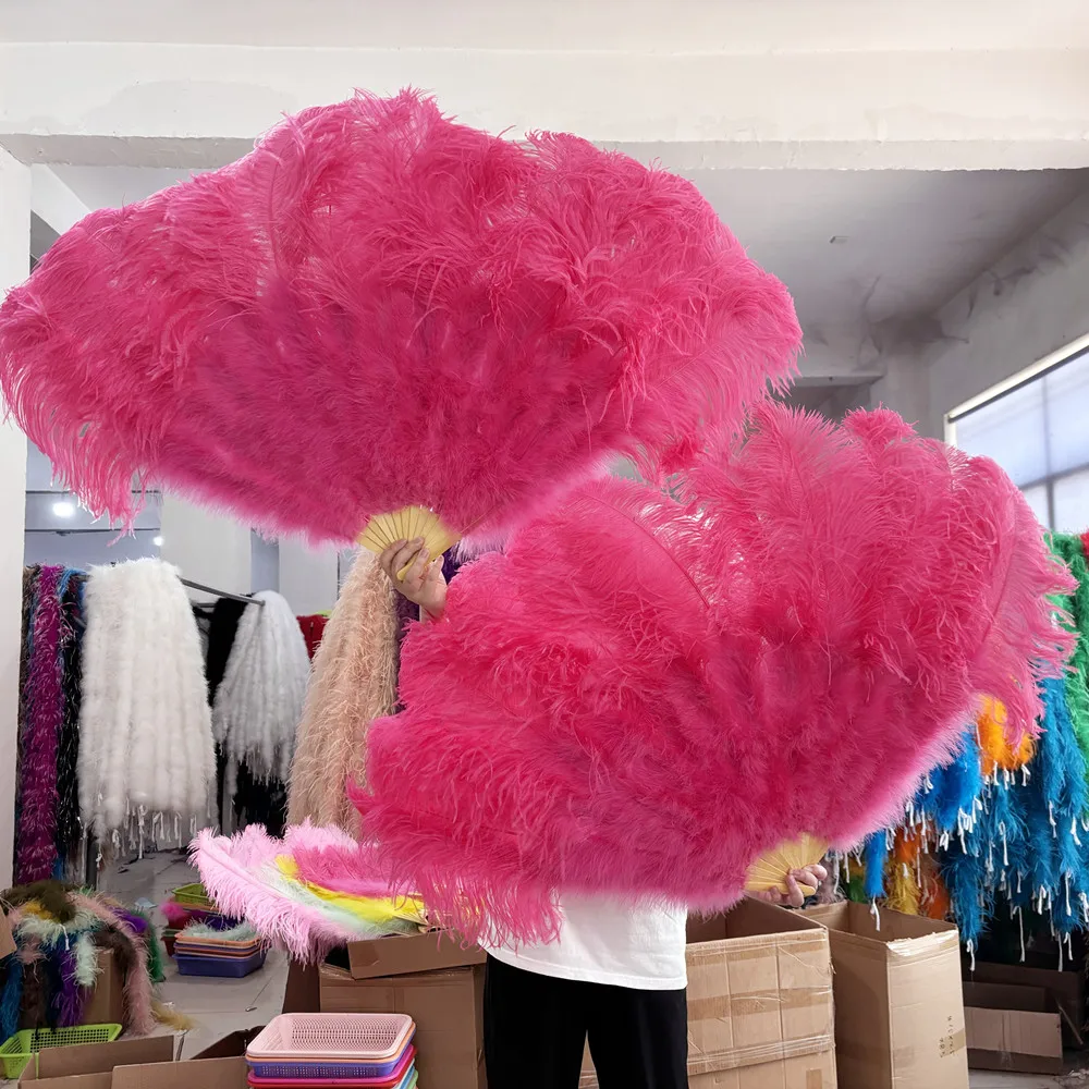 

Customization Big Ostrich Feather Fan 13 Bone 130cm Handheld Fan for Wedding Party Dance Performance Props Plumes Accessories