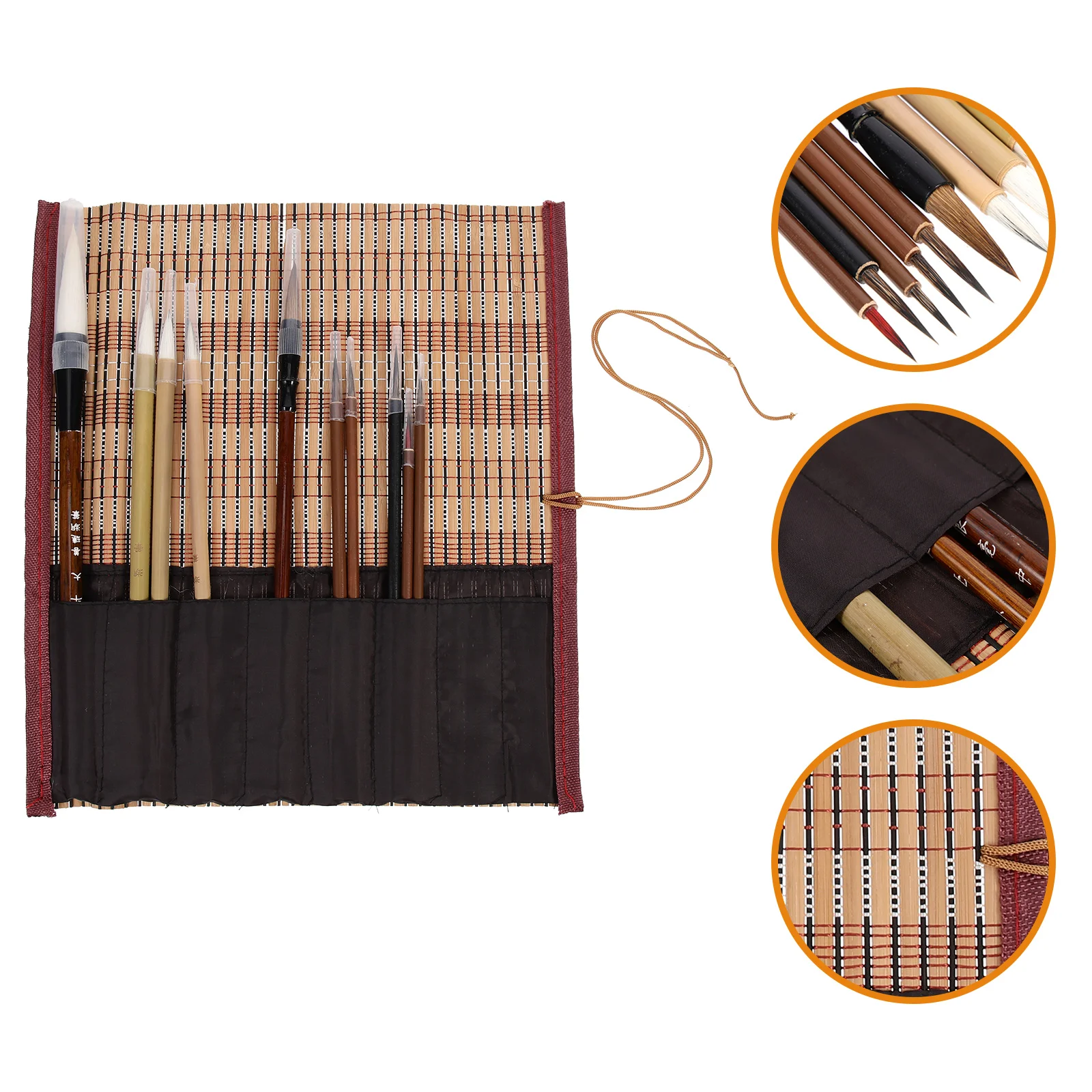 

10 Pcs Chinese Painting Brush Set Black Pens Watercolor Ink Wooden Handle Writing Birthday Gift Portable Child