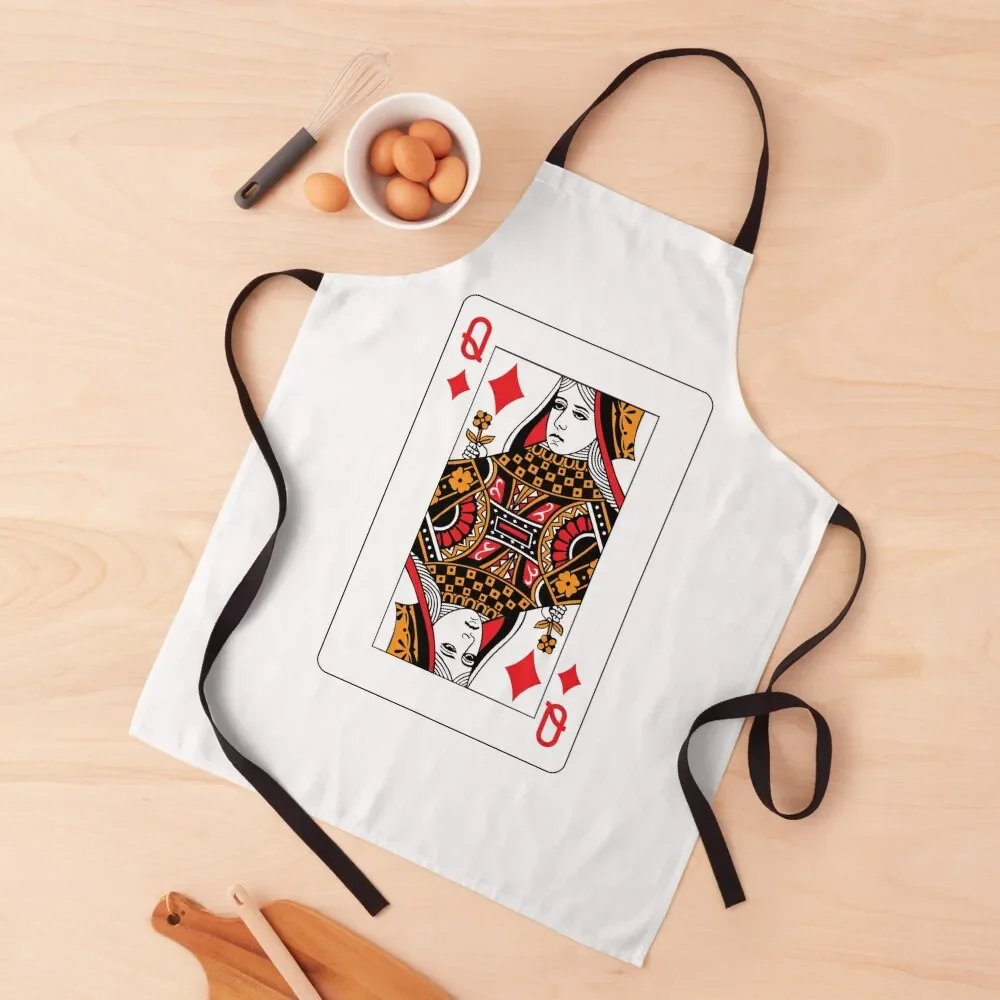 

Queen of Diamonds Apron for women with pocket Korean barber uniform Woman Work Apron