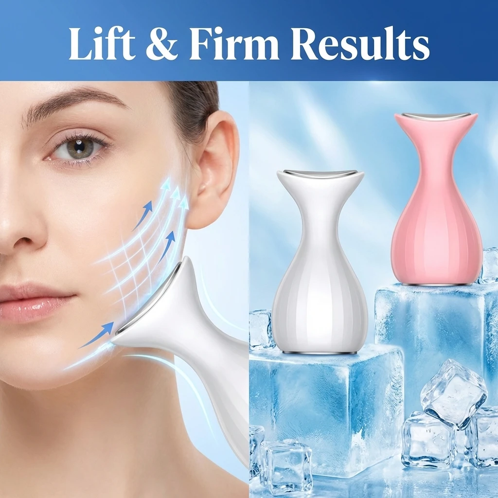 Masajeador Facial Refrescante, Dispositivo de Compresa de Hielo para el Rostro, Reafirma la Piel, Repara el Edema, Reduce los Poros, Instrumentos Musculares de Hielo para el Cuidado de la Piel y Lifting