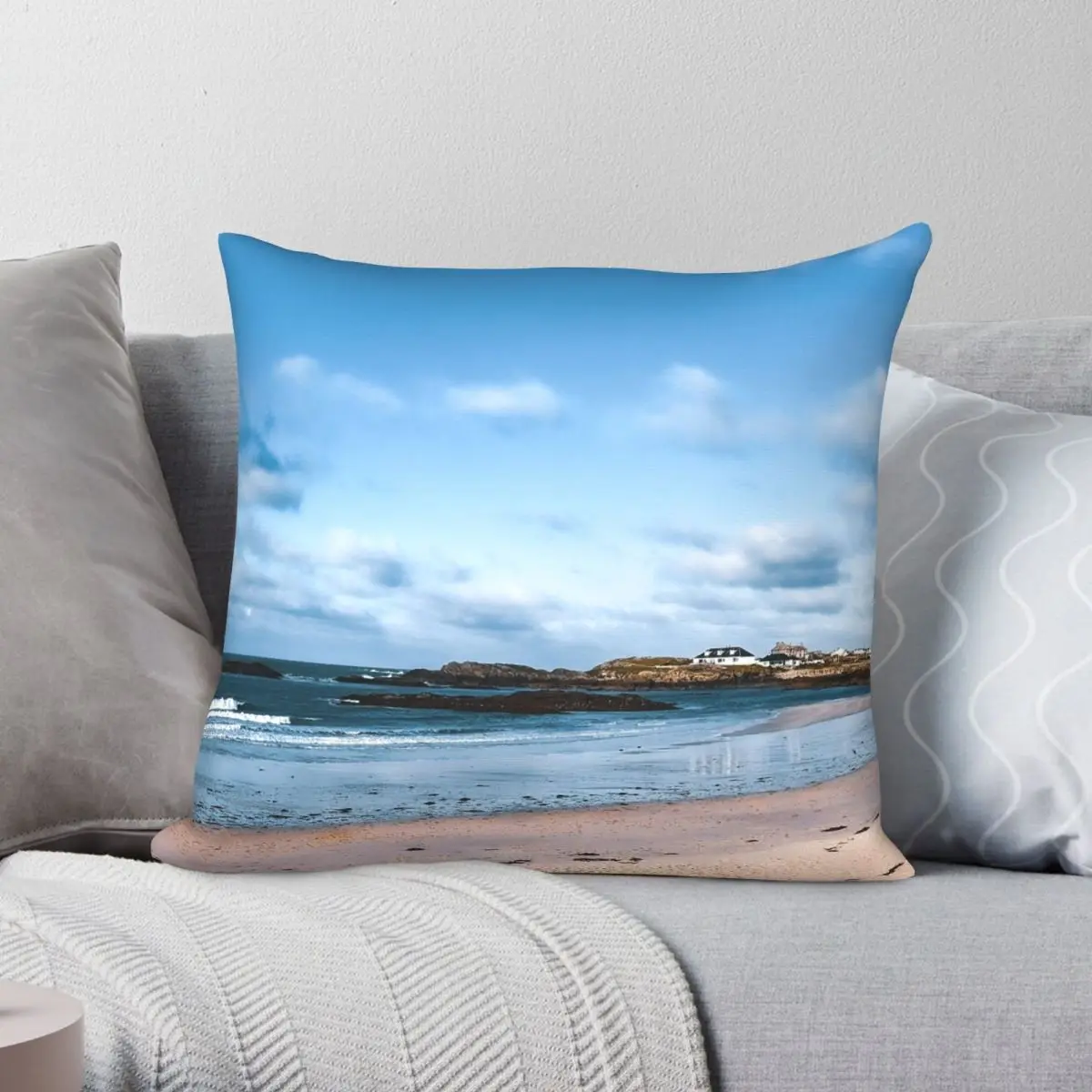 Trearddur Bay Beach Anglesey Square Pillowcase Polyester Linen Velvet Printed Zip Decor Car Cushion Cover