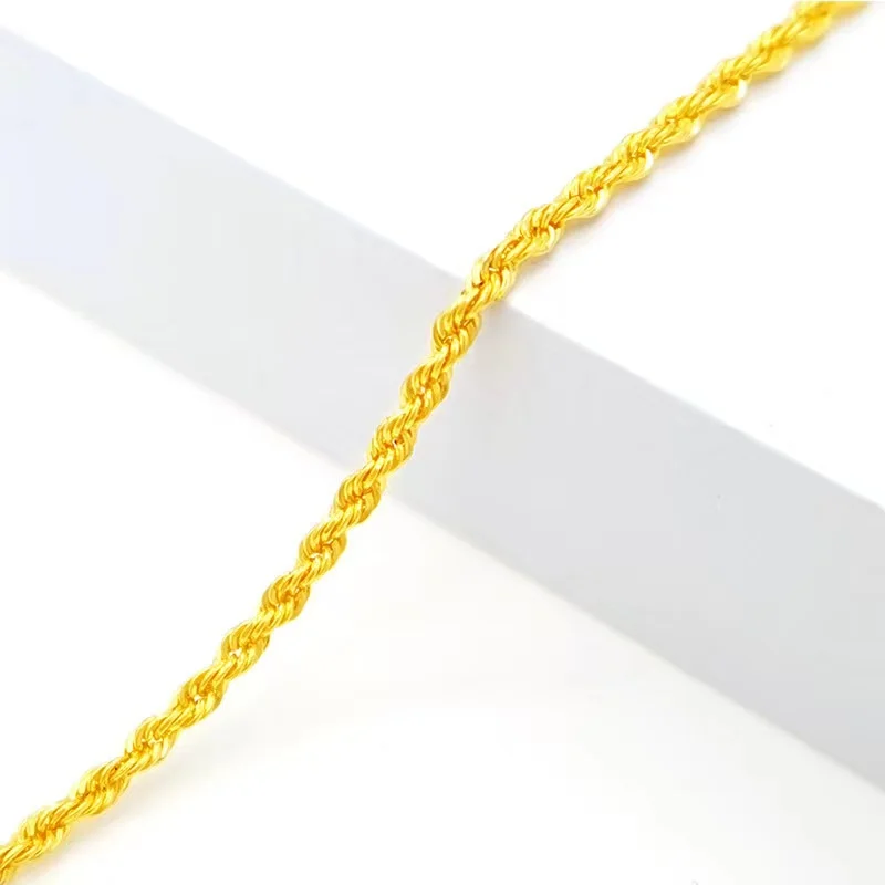 Trendy 15.5-17.5cm Real 22K Gold Rope Bracelet for Women Girls Jewellry Au916 Yellow Gold Chain Bracelets Bangle Birthday Gift