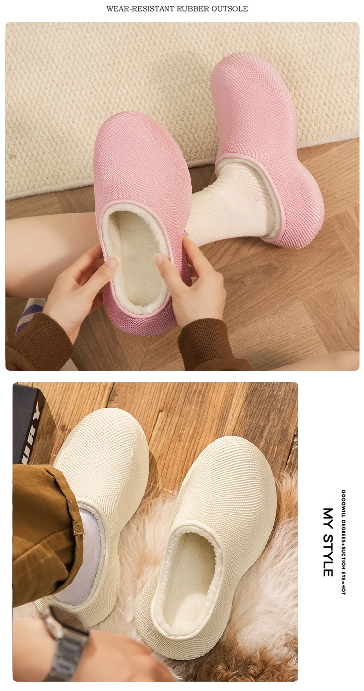 Baumwoll-Hausschuhe für Paare, neue Herbst- und Wintermodelle, mit Samtfutter versehen, geeignet für den Innen- und Außenbereich, rutschfeste und warme Baumwollschuhe. – Detail 10
