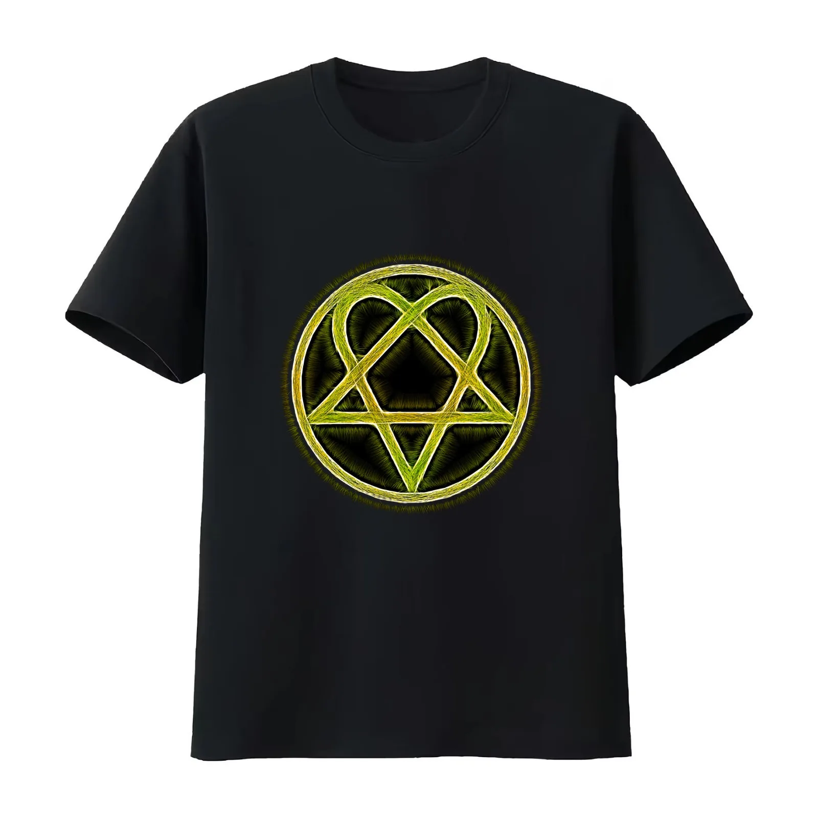 Heartagram T-Shirt Summer Casual Cotton Tee Oversized Streetwear Tops Vintage Graphic Print Loose Fit Short Sleeve