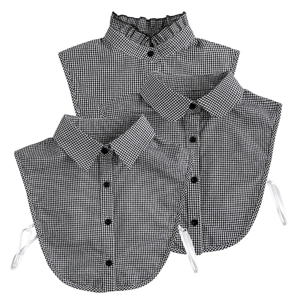 Detachable Plaid Fake Collar Black Sharp Collar Adjustable Neckline Houndstooth Korean Style Lapel Half Shirt Clothes Decoration