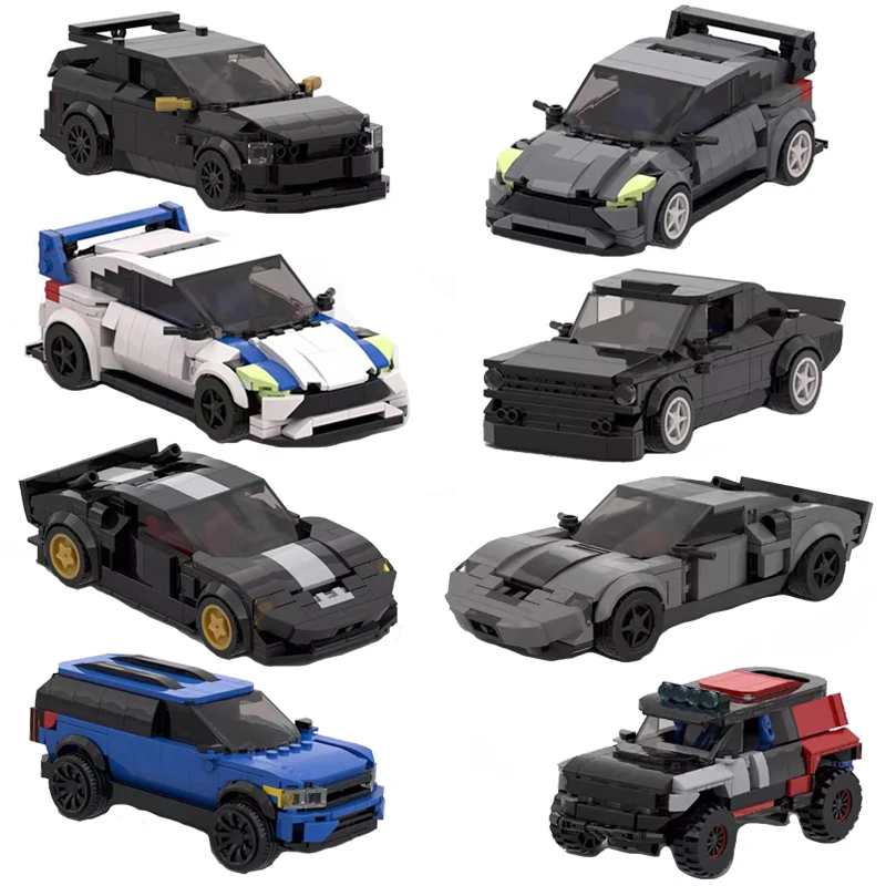 MOC Forded Speed Champions Sets, GT40 Explorer, Mustang Fi.C. WRC Focus RS200, Rally Technical Car importer Blcoks, peuvToys Gift