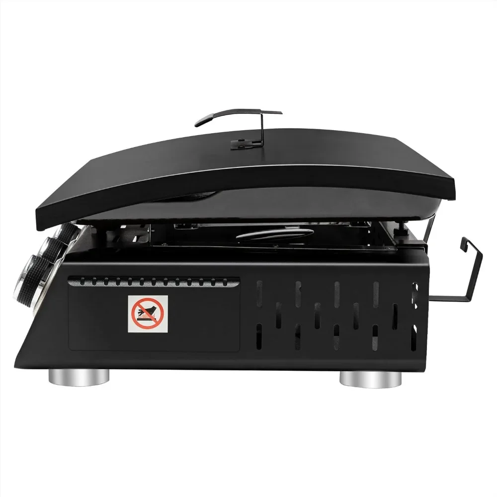 PD2301S 3-Burner 25,500 BTU Portable Gas Grill Griddle with Top Hard Cover, 24-Inch Tabletop Griddle Station