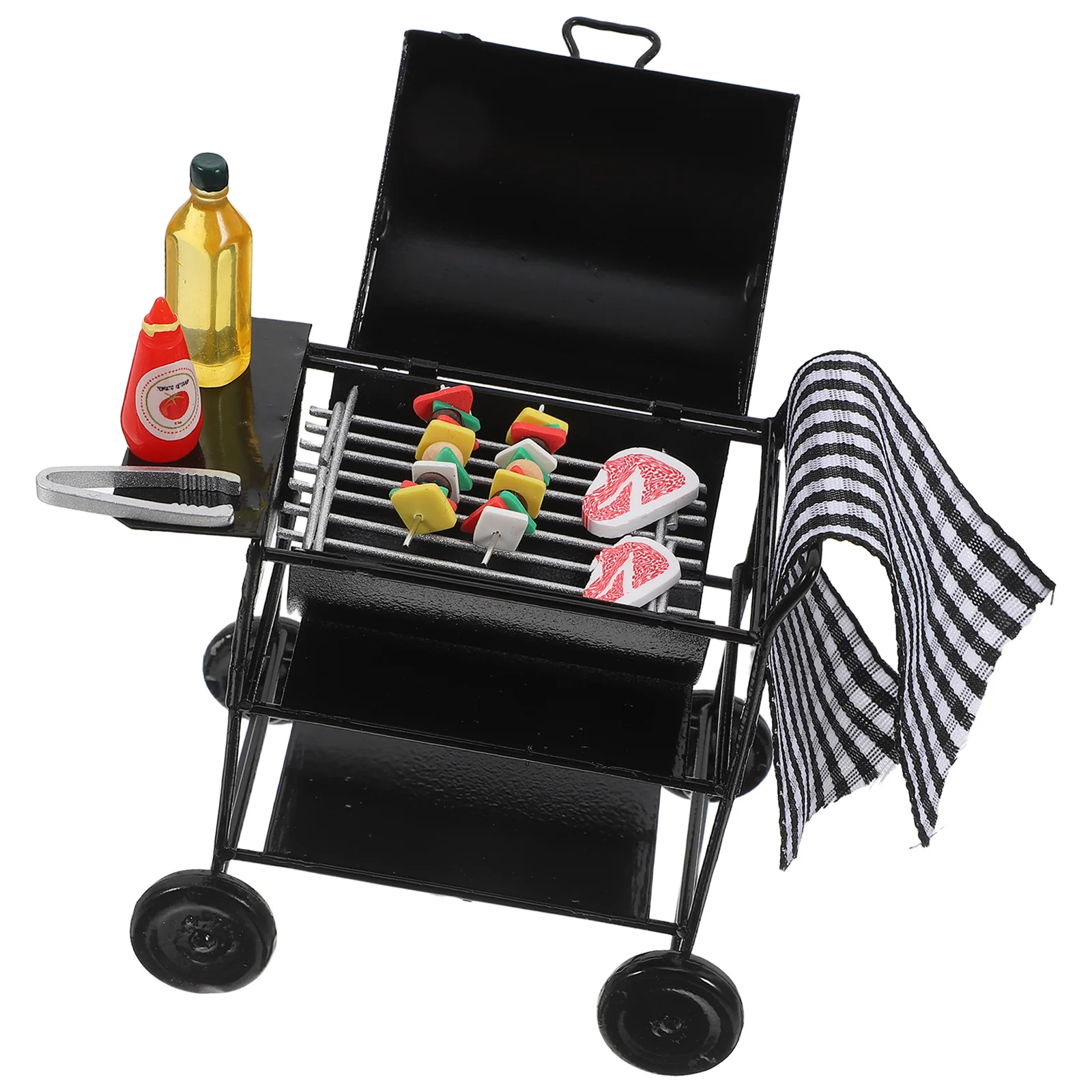 1 Set Puppenhaus Spielzeug Grill Mini BBQ Grillen Rack Miniatur Grill Puppenhaus Pretend Spielen Prop haus grill set