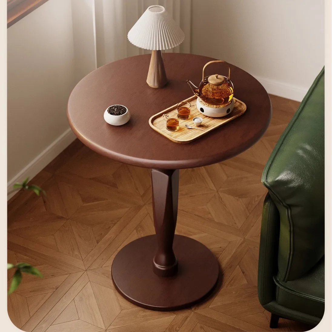 LMMM solid wood small table living room round table bedside balcony small tea table