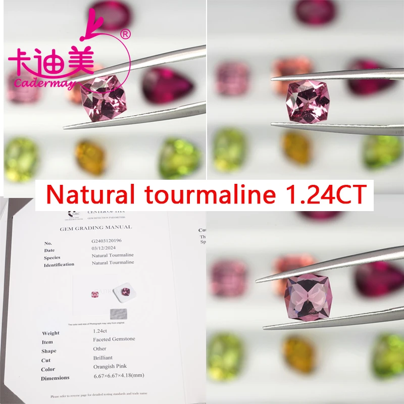 CADERMAY Irregular Shape Pink Real Natural Tourmaline Loose Stone With GRC Certificate Beads For Fine Jewelry Making