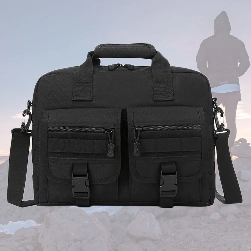 حقيبة كمبيوتر من النايلون الأسود عبر الجسم متعددة الوظائف للكمبيوتر المحمول حقيبة ساعي البريد للرجال حقيبة كتف تخزين بسيطة